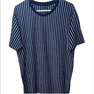 Ricky Singh Men's Navy & White Vertical Stripe Short Sleeve Tee Size L